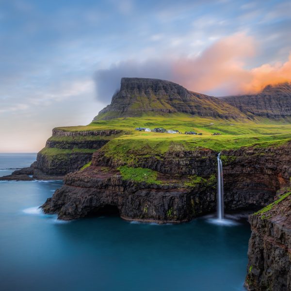 Cliffside Waterfall, Faroe Islands